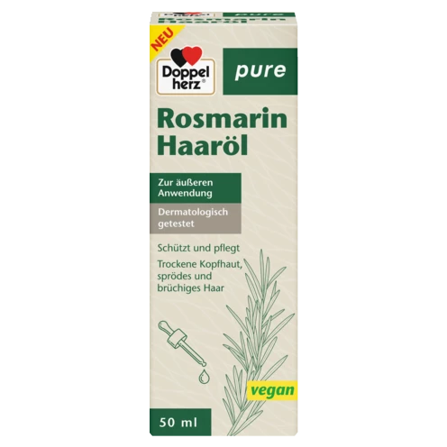 Abbildung der Produktverpackung Doppelherz pure Rosmarin Haaröl Frontansicht